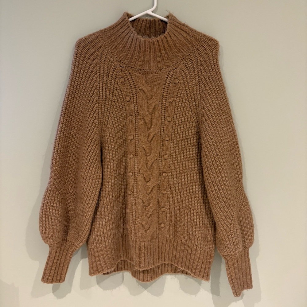 Cozy Neutral Ava & Viv Brown Cable Knit Turtleneck Sweater